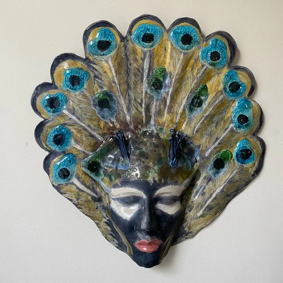 Nada Boner Original Sculpture wall art. ‘Peacock Eyes’ 14x15 - Picture 1 of 6